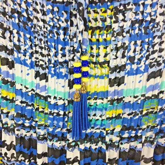 Melissa Paige Top Womens XS Accordion Pleat‎ Blouse Beaded Tassel Tie - Picture 2 of 6